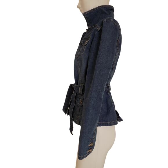 French Cuff denim blazer jacket coat size Small - Picture 2 of 5